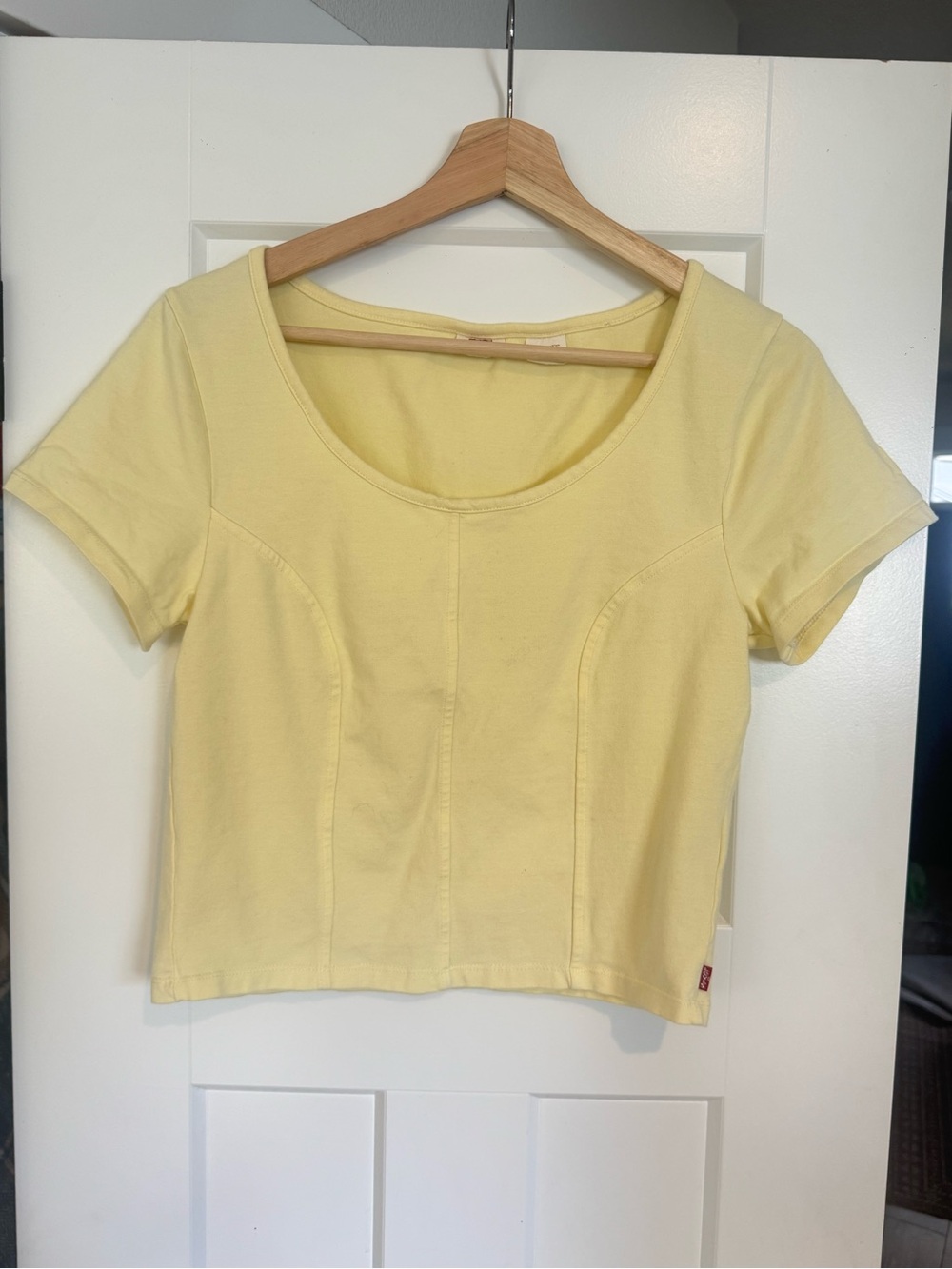 Levi's Mars Corset Pale Yellow Scoop Crop Top - Picture 1 of 6